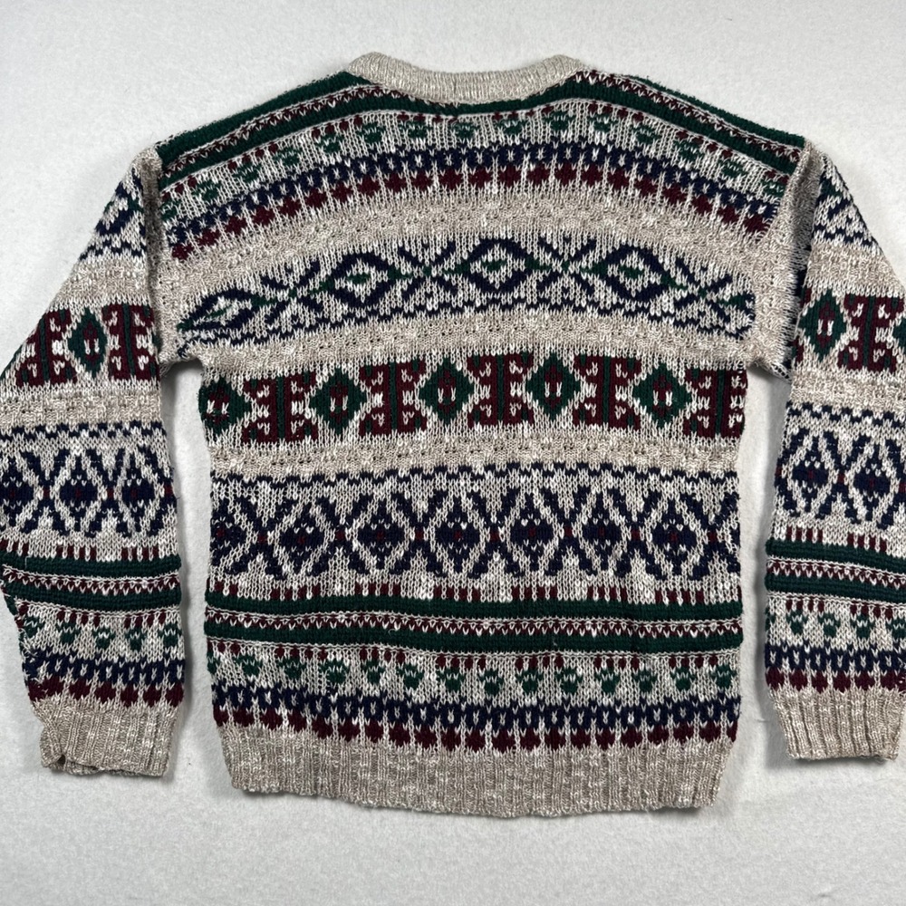 Vintage New Era Kids Fair Isle Sweater Made in USA Knit Crewneck Size 16-18 - Picture 5 of 8